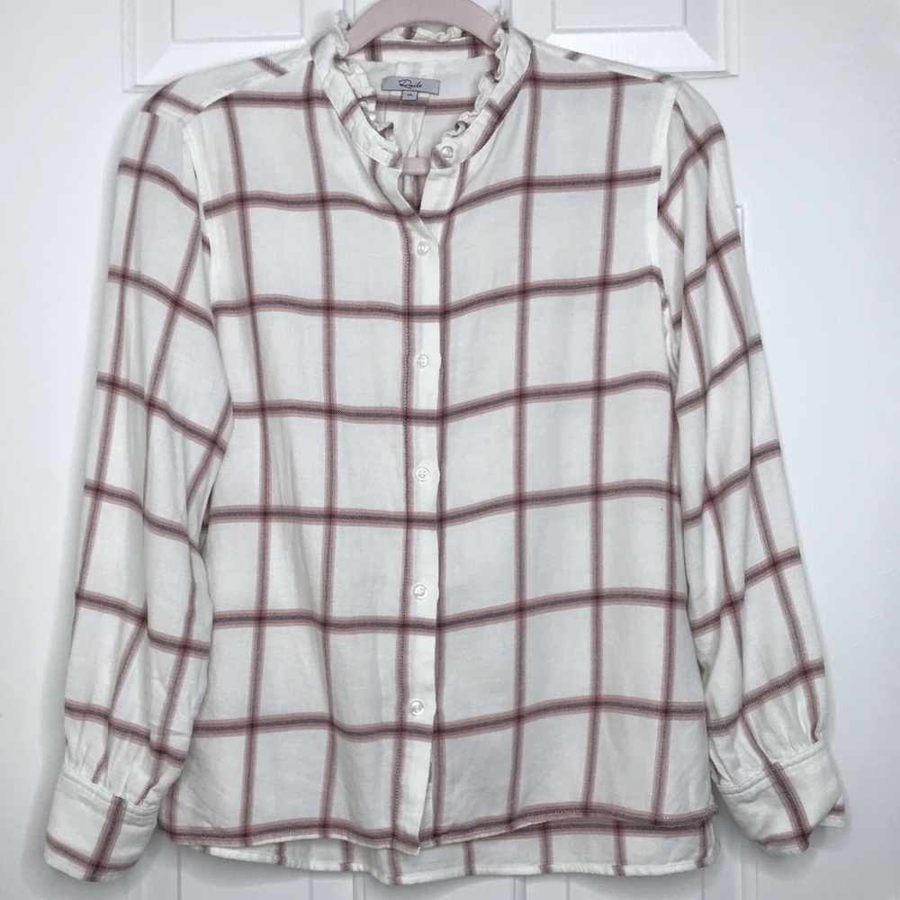 Rails Andie Ruffled Button Down Plaid Flannel Shi… - image 2